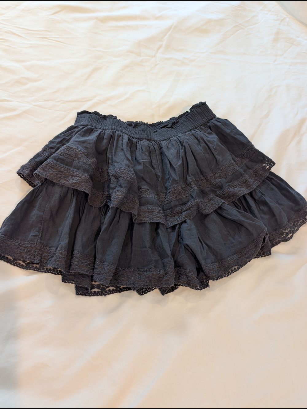 American Eagle Outfitters Charcoal Ruffled Tiered Mini Skort